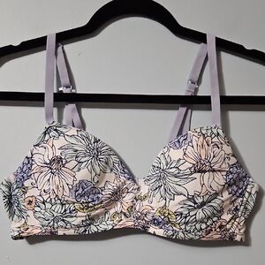 Kindly Yours Floral Print Women's WireFree Padded Bra Size 38B